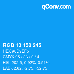 颜色代码: RGB 13 158 245 | qconv.com