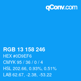 Color code: RGB 13 158 246 | qconv.com