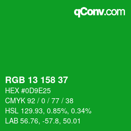 Color code: RGB 13 158 37 | qconv.com