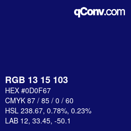 カラーコード: RGB 13 15 103 | qconv.com