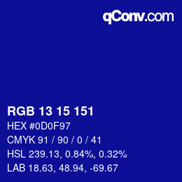 Color code: RGB 13 15 151 | qconv.com