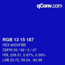 Color code: RGB 13 15 187 | qconv.com