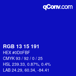 Color code: RGB 13 15 191 | qconv.com