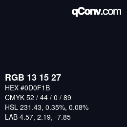 Color code: RGB 13 15 27 | qconv.com