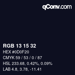 カラーコード: RGB 13 15 32 | qconv.com