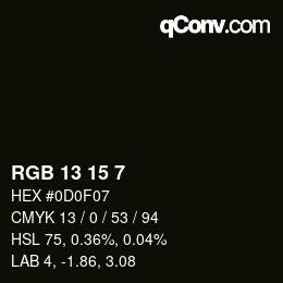 Farbcode: RGB 13 15 7 | qconv.com