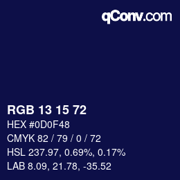 Color code: RGB 13 15 72 | qconv.com