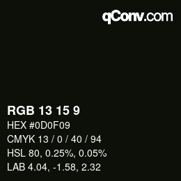 カラーコード: RGB 13 15 9 | qconv.com