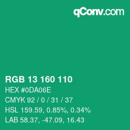 Color code: RGB 13 160 110 | qconv.com