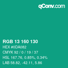 Color code: RGB 13 160 130 | qconv.com
