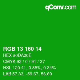 Farbcode: RGB 13 160 14 | qconv.com