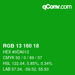 Color code: RGB 13 160 18 | qconv.com