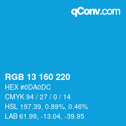 Color code: RGB 13 160 220 | qconv.com