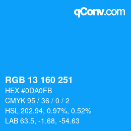 カラーコード: RGB 13 160 251 | qconv.com