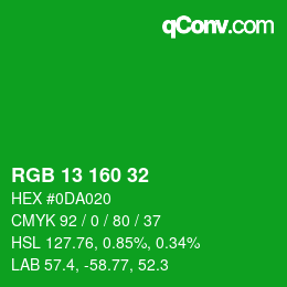 Color code: RGB 13 160 32 | qconv.com