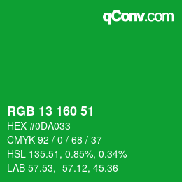 Color code: RGB 13 160 51 | qconv.com
