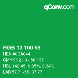 カラーコード: RGB 13 160 68 | qconv.com