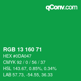 Color code: RGB 13 160 71 | qconv.com