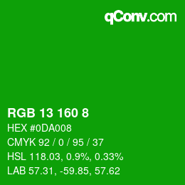 Color code: RGB 13 160 8 | qconv.com