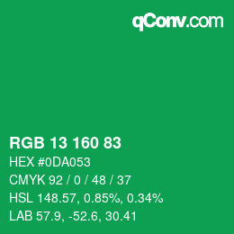 カラーコード: RGB 13 160 83 | qconv.com