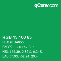 Color code: RGB 13 160 85 | qconv.com