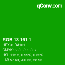 Color code: RGB 13 161 1 | qconv.com