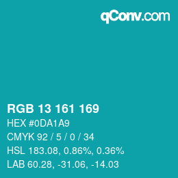 Color code: RGB 13 161 169 | qconv.com