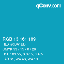 カラーコード: RGB 13 161 189 | qconv.com
