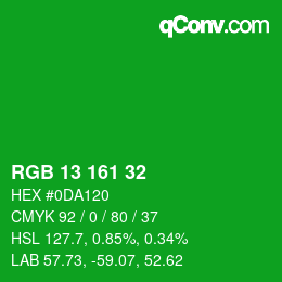 Color code: RGB 13 161 32 | qconv.com