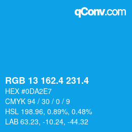 カラーコード: RGB 13 162.4 231.4 | qconv.com