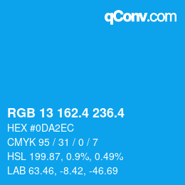 カラーコード: RGB 13 162.4 236.4 | qconv.com