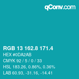 カラーコード: RGB 13 162.8 171.4 | qconv.com