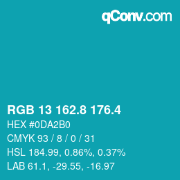 カラーコード: RGB 13 162.8 176.4 | qconv.com
