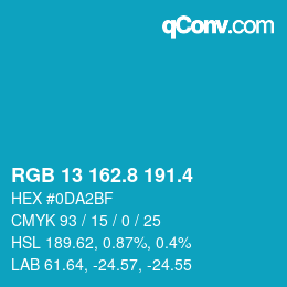 カラーコード: RGB 13 162.8 191.4 | qconv.com