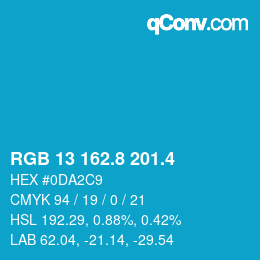 カラーコード: RGB 13 162.8 201.4 | qconv.com
