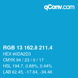 カラーコード: RGB 13 162.8 211.4 | qconv.com