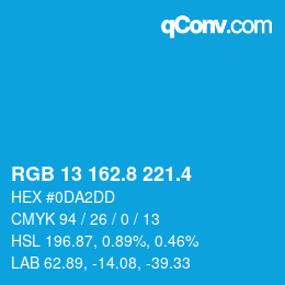 カラーコード: RGB 13 162.8 221.4 | qconv.com