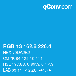 カラーコード: RGB 13 162.8 226.4 | qconv.com