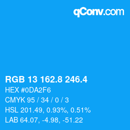 カラーコード: RGB 13 162.8 246.4 | qconv.com