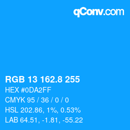 カラーコード: RGB 13 162.8 255 | qconv.com