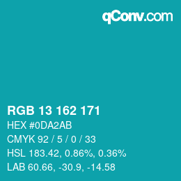 カラーコード: RGB 13 162 171 | qconv.com