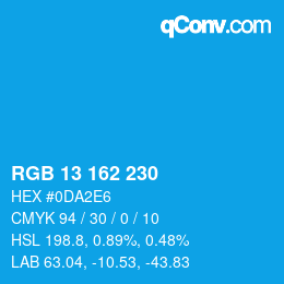 Color code: RGB 13 162 230 | qconv.com