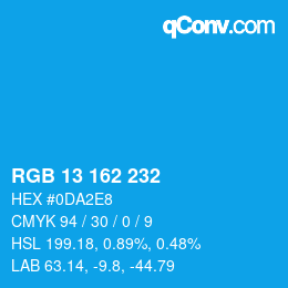 カラーコード: RGB 13 162 232 | qconv.com