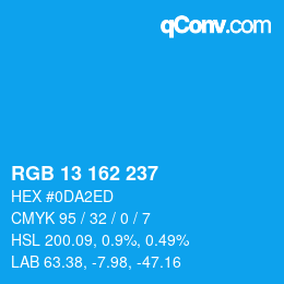 Farbcode: RGB 13 162 237 | qconv.com
