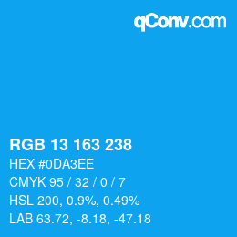 カラーコード: RGB 13 163 238 | qconv.com