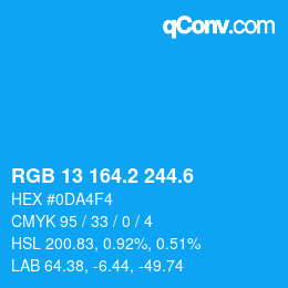 カラーコード: RGB 13 164.2 244.6 | qconv.com