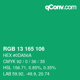 Color code: RGB 13 165 106 | qconv.com