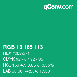 Color code: RGB 13 165 113 | qconv.com