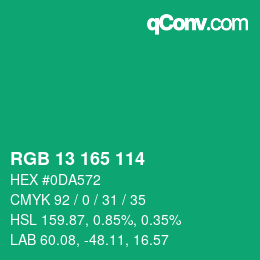 Code couleur: RGB 13 165 114 | qconv.com