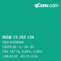 Color code: RGB 13 165 134 | qconv.com